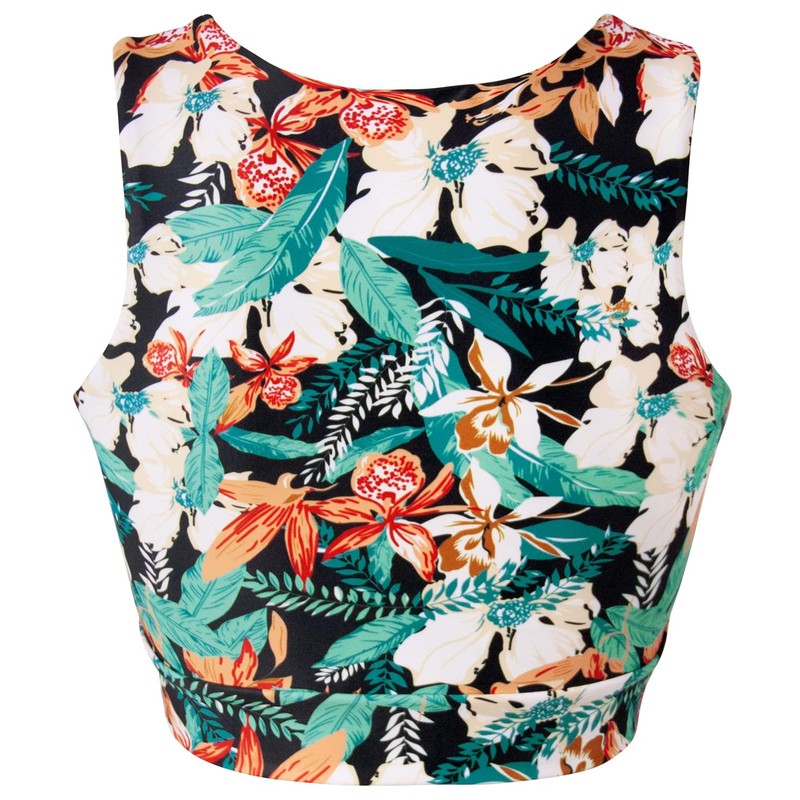 Women's Cut Out Tie Knot Front Scoop High Neck Tank