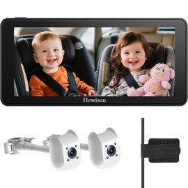 Howison 6.86'' Dual Car Camera Baby Monitor, 1080P Baby Car Camera with IR Night Vision, 150° Wide Angle, USB Powered, Easy to Install, Real-Time Rear Seat Monitoring, Safety for Kids and Newborns