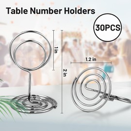 UMETDO 30PCS Table Number Holders Place Card Holder - Photo Holders for Tables, Cards Stand Name Menu Clips, Table Sign Holders for Wedding Anniversary Birthday Party, Silver