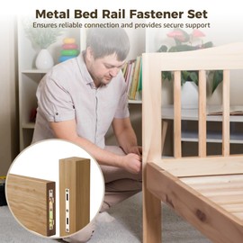 OMISTAR 4 Pairs Bed Rail Fasteners, Heavy Duty Rustproof Galvanized Metal Bed Rail Brackets, Secure Snap-in Design, 5 in Wooden Frame Connectors for Beds, Sofas, Planter Boxes