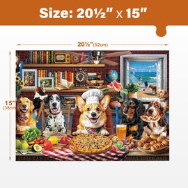 BenBen Puzzles for Adults 500 Pieces, Dogs' Dinner Party, Dog Jigsaw Puzzle with Letters on Back, Funny Animal Puzzle, Challenging Puzzles for Family Game Night, Home Décor