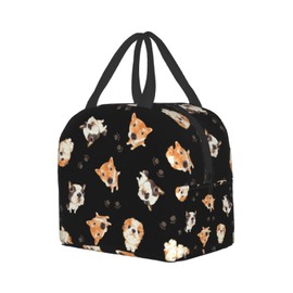 Hulnulnu Cute Dogs Lunch Bag Insulated,Cartoon Animal and Paw Print Thermal Lunchbox Tote Meal Cooler Back to School Gift for Girls Boys Adult Work Travel Picnic Camping Outdoor
