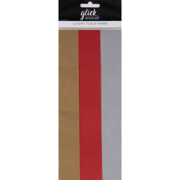 Glick Tissue Paper Pack, Gold Red Silver Tissue Paper, Multi Coloured Tissue Paper Pack for All of Life's Celebrations