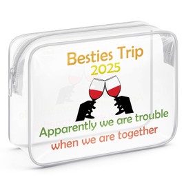 Besties Trip Gifts Clear Makeup Bags with Zipper Girls Trip Gifts Favors for Women Weekend Cosmetic Travel Bag Summer Vacation Gifts Funny Friendship Gifts for Women Friends Bachelorette Party Gifts