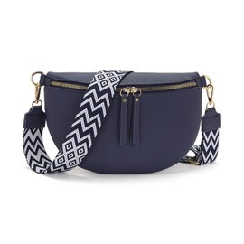 Vezluax 30x20cm bumbag for women fashion waist packs large bum bag women's Crossbody Bag Stylish fanny pack for women with Wide Strap Evening-Blue