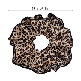2 PACK Leopard Print Scrunchies, Large Lace Scrunchies for Women,Oversized Scrunchy Hair Ties,Fancy Satin Hair Scrunchies,Bun or Ponytail Hair Holder Accessories for Women Girl Thick Curly Hair