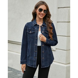 luvamia Light Weight Jean Jacket For Women Denim Shirt For Women Blue Jean Jacket For Women Denim Shacket Jacket Women 2024 Winter Fall Jackets For Women 2024 Trendy Size Large Size 12 14