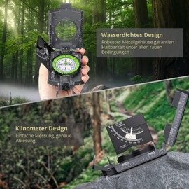 Anbte Compass Military Marching Compass with Clinometer IP65 Waterproof Professional Navigation Compass with Carry Bag Outdoor Track Compass for Hunting Camping Hiking (Dark Grey)