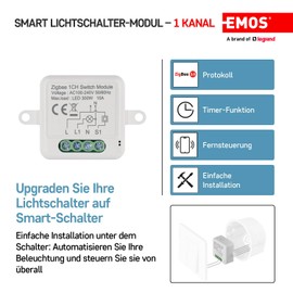 EMOS GoSmart - Smart Home Light Switch Module with App - ZigBee - for Single Switch - Flush-Mounted Relay Switch for Remote Control, Voice Control - Google Home and Alexa Compatible