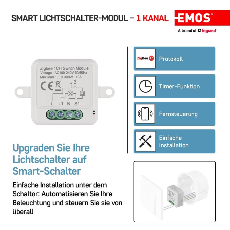 EMOS GoSmart - Smart Home Light Switch Module with App
