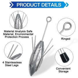 Sputnik Sinker Surf Fishing Weight Long Tail Spider Weights Saltwater Surf Casting Fishing Sinkers Catfish Beach Spider Sinker for Ocean Sea Sand (4oz-5pcs)