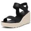 Sorel Women's Cameron Wedge Sandal, Black/Chalk, 7