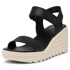 Sorel Women's Cameron Wedge Sandal, Black/Chalk, 7