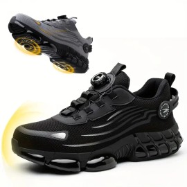 Rotating Button Safety Shoes for Men High Top Work Safety Boots Steel Toe Work Shoes Protective Black Labor Protection ShoesColor: Grey, EUR Size: 42