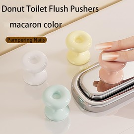 CIXVOEMK CIXVOEMK Donut Toilet Button Pusher,Toilet Flusher Top Push Button for Women Long Nail (4PCS - Macaron Color)