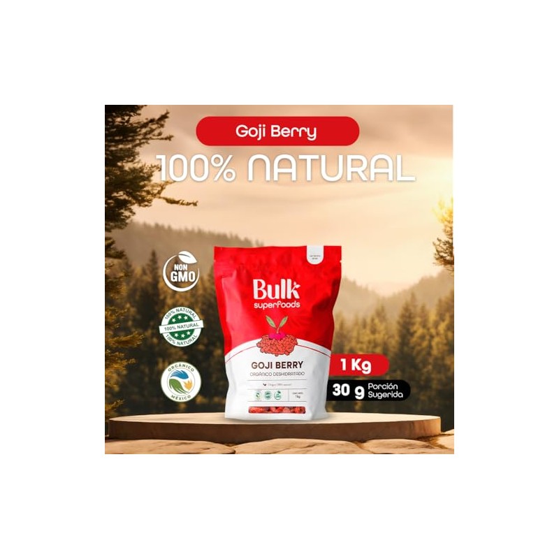 BULK SUPERFOODS Goji Berries - Goji Berry 100% Orgánico y