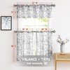 Treatmentex Grey Valance Curtain for Windows Leaf Print White Window