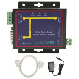 RS232 RS485 RS422 Serial to Ethernet Adapter 10M 100M RJ45 Port 300 To 230400bps TCP IP Server Ethernet Converter 100‑240V US Plug