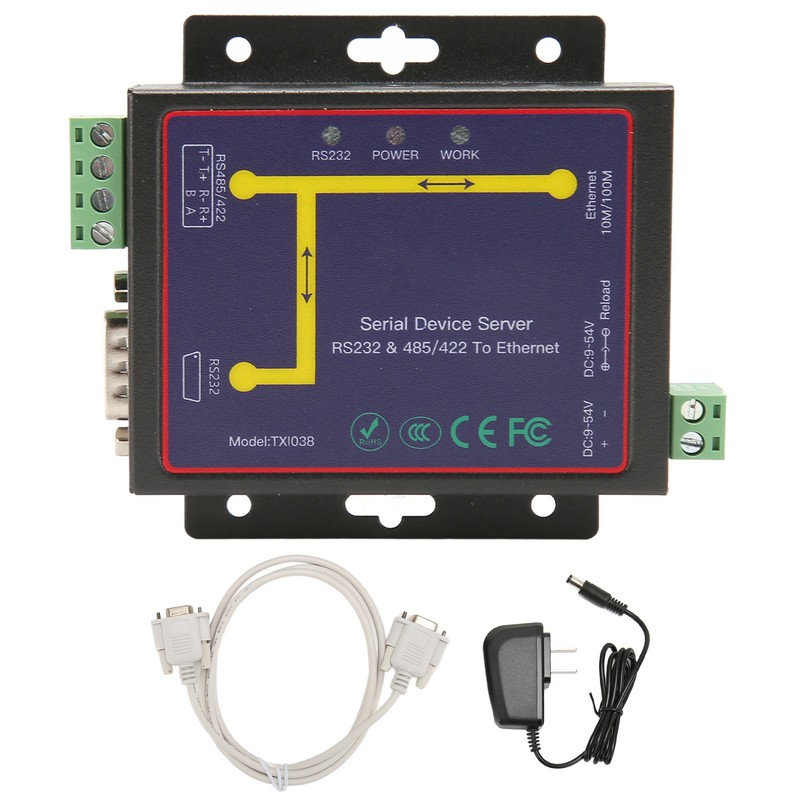 RS232 RS485 RS422 Serial to Ethernet Adapter 10M 100M RJ45