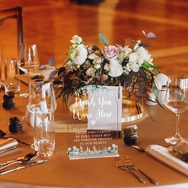 Acrylic Wedding Sign Wish You Were Here Signs for Ceremony Modern Calligraphy Arch Acrylic Table Top Signs for Wedding Reception and Event Party Table Decor (Eucalyptus Leaves)