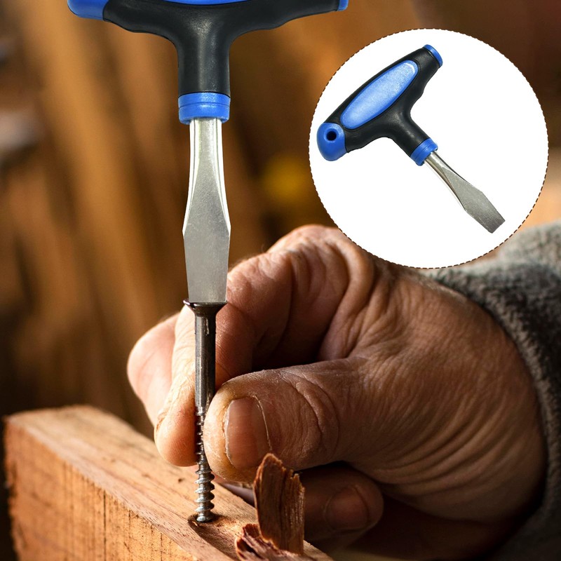Bliceon T-Handle 12mm Flat Head Screwdriver, Easy-to-Use Slotted Tool with