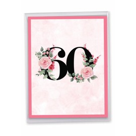 NobleWorks Jumbo 60th Milestone Anniversary Greeting Card 8.5 x 11 Inch with Envelope (1 Pack) Big, Jumbo Floral Couple 60 J8257MAG