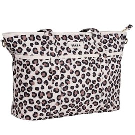 BÉABA, Madrid Modular 22L Changing Bag, Large Capacity Tote Bag, Baby Changing Bag for Mum & Dad with 11 Pockets, Insulated Pocket, Pushchair Attachment, Padded Changing Mat, Leopard Clay