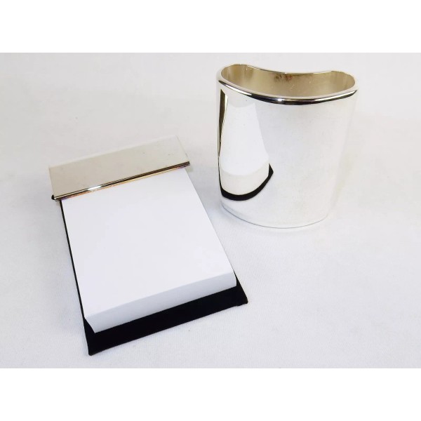 Unbranded/Generic Silver Plated Desk Accessories ~ Pencil Cup & Memo