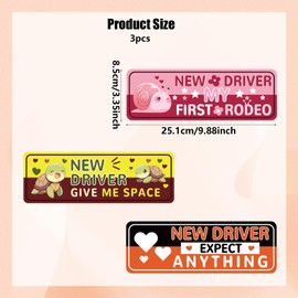 BOXOB 3pcs Magnetic New Novice Student Driver Sticker for Car, 9.88x3.35in Reflective Removable Driving Safety Magnet Stickers Decal Reusable Driver Warning Signs for Car Accessory Bumper