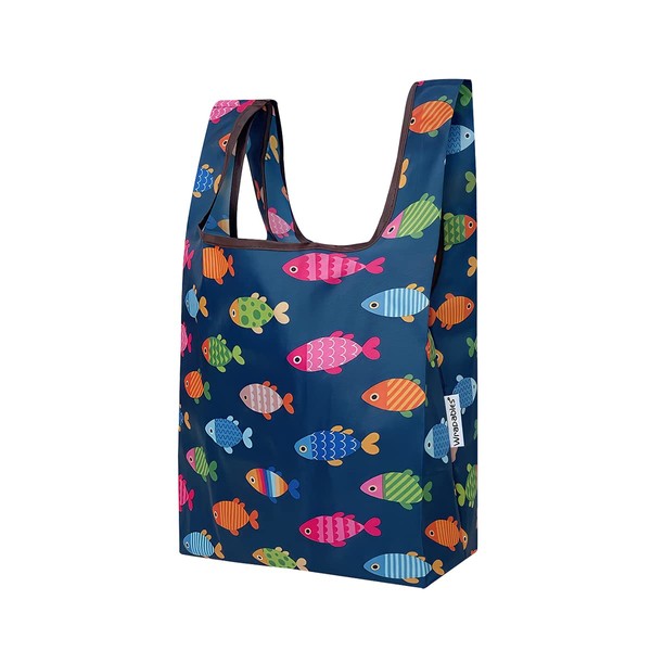allydrew Small JoliBag Nylon Reusable Grocery Bag, Colorful Fish