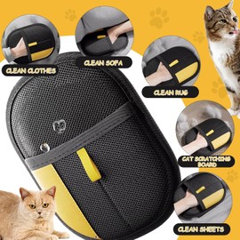 dulalayandong Pet Hair Removal Gloves Brush, Reusable Cat Dog Electrostatic Hair Remover Grooming Glove Tool (1 Pack Black)