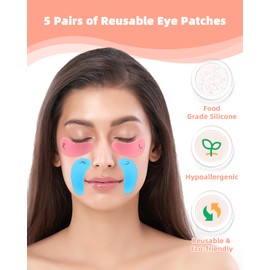 Beautistin Under Eye Patches Silicone - 5 Pairs Reusable Eye Patches, Eye Wrinkle Patches, Reusable Under Eye Mask, Plump Fine Lines & Wrinkles