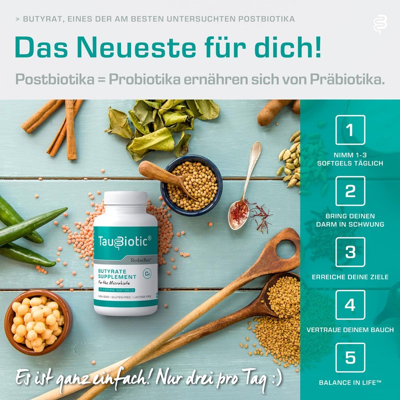 TauBiotic by RedoxBox - Butyrate (Tributyrin 500 mg) for Microbiota