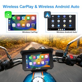 FancyTiger Motorcycle Carplay & Motorcycle Android Auto, 5 Inch IPS Motorbike GPS Touch Screen, Motorbike GPS Navigation System, WiFi, Bluetooth, Waterproof, Support Siri/Google Assistant