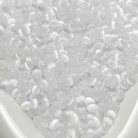 PONABEADIY 1 Box 1120PCS 4MM Cat Eye Glass Beads with Holes White Cats Eyes Crystal Round Two Tone Smooth Spacer Ball Small Loose Charms Bead Bulk for Jewelry Making Bracelets Earring DIY Craft Supply