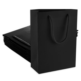 simarro Black Gift Bags With Handles, 7.87x3.93x11.02 Inch 6Pcs Gift Bags Medium Size Retail Bags Party Bags Shopping Bags Merchandise Bags for Shopping, Wedding, Christmas, and Holiday(Black)