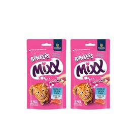 Bonkers Mixx Lickable Cat Treats, Succulent Salmon Flavor, Creamy Tube Treats, 4 Pack, 2 Pack