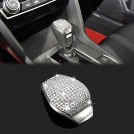 TOMALL Bling Gear Shift Knob Cover Compatible with Honda 10th Civic 2016 2017 2018 2019 2020 2021 Crystal Auto Decorative Accessories(Silver)