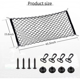 alpmosn Stretchable Car Cargo Net Adjustable Elastic Storage Net Trunk Interior Accessories with Hook, Universal Fit for Car, Vehicle, SUV (43.3"x15.8")