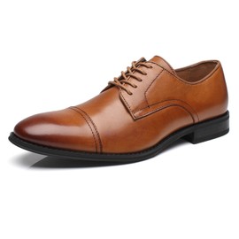La Milano Men's Oxfords Classic Modern Round Captoe Shoes, Splendo-1-cognac, 12