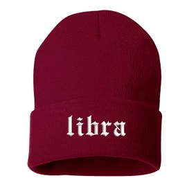 DSY Lifestyle Libra Old English Beanie Hat - Zodiac Beanie (Black)