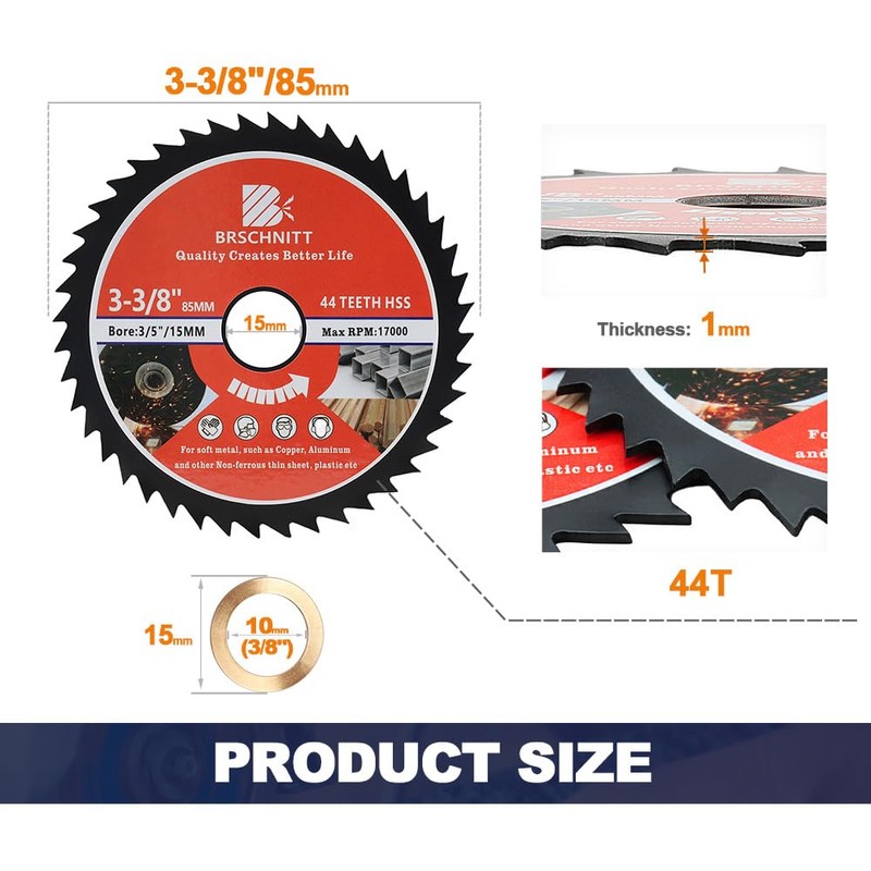 HSS Circular Saw Blade 3 3/8inch - BRSCHNITT 5pcs 44T