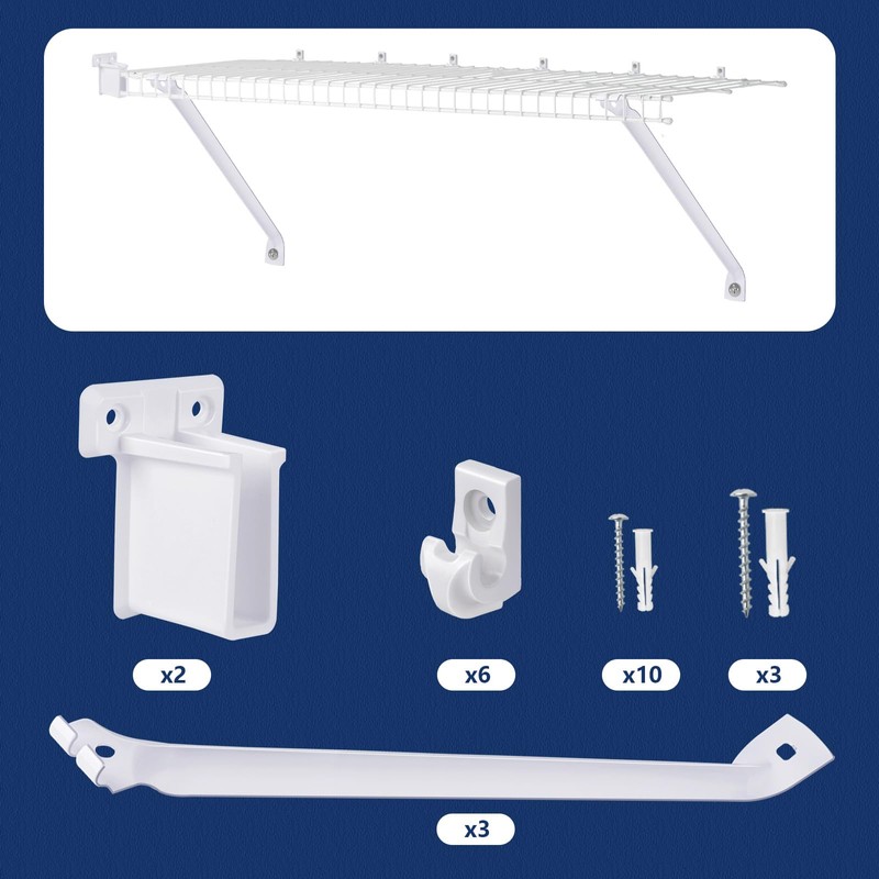 12 Inch Wire Shelf Brackets Set, Includes 3Wire Rack Support