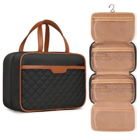 Travel Toiletry Bag for Women Large Hanging Travel Wash Organizer for Full-Sized Toiletries Portable Travel Bathroom Bag with Hook and 5 Compartments for Travel Essentials and Cosmetics