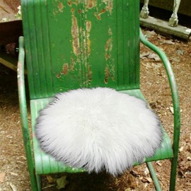 Fur Accents Shaggy Seat Cushion - Chair Pad - Plush Soft Padded - Long Hair Mongolian Sheepskin - Llama - Faux Fur - Reversible - Hand Made Luxury USA (Turquoise)