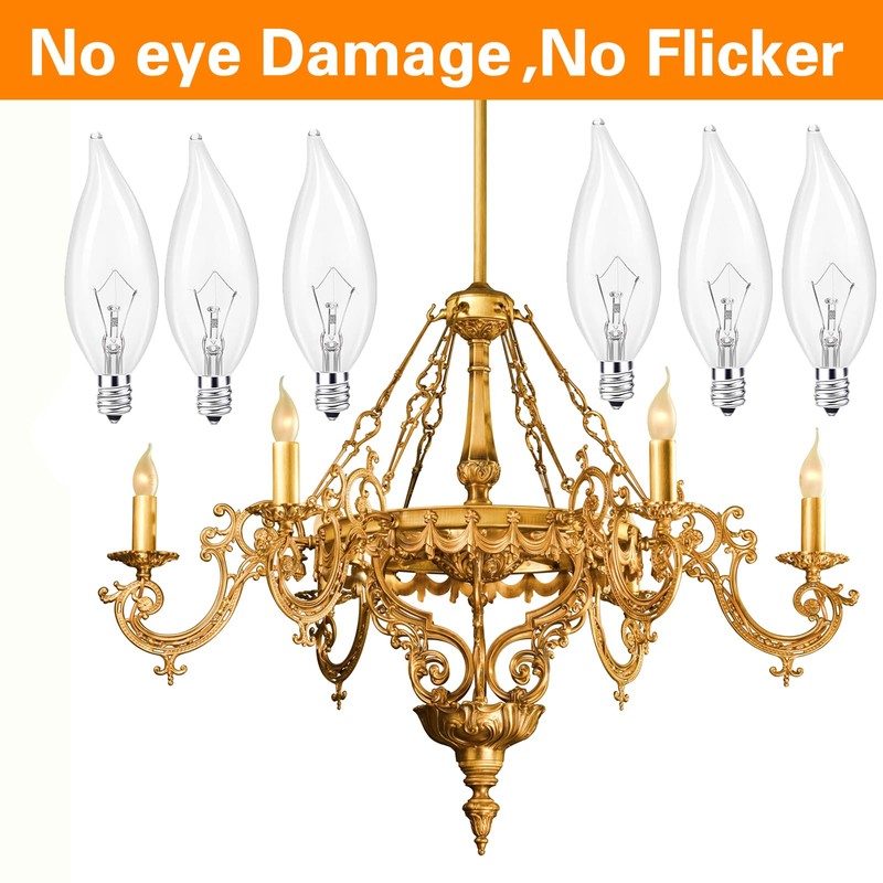 BUBYVV E12 Candle Light Bulbs, 60W Candelabra Light Bulbs, B10