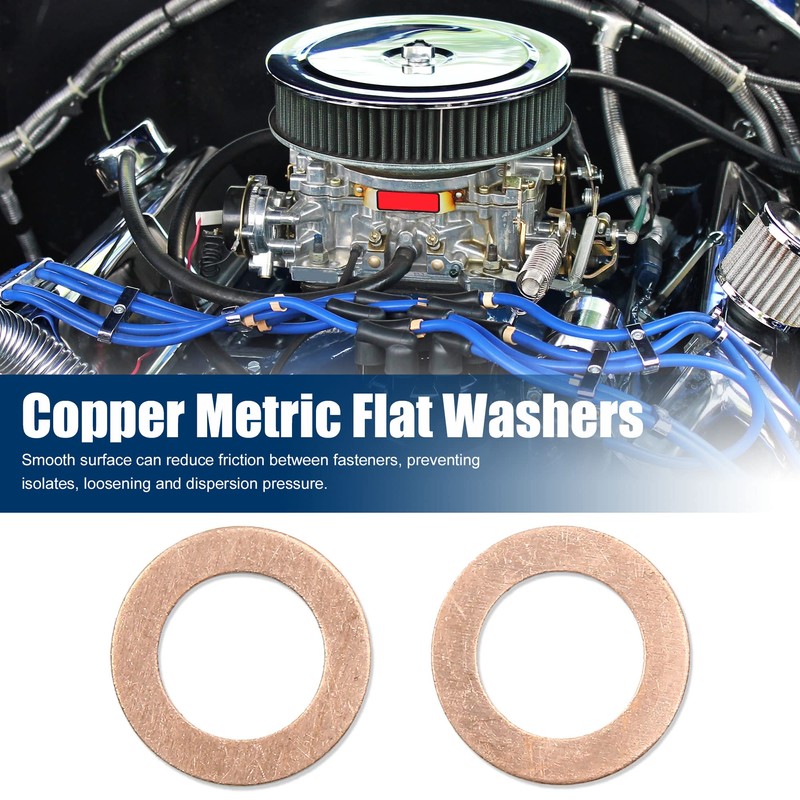 X AUTOHAUX M15 x 24mm x 1mm Copper Crush Washers