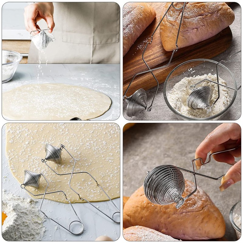 Flour Sifter Net Baking Flour Duster Spring- Action Flour Sieve