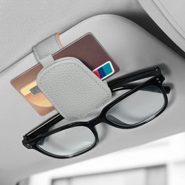 HQRNYP 2PCS Sunglasses Holders for Car Visor, Visor Accessories, Magnetic Leather Eyeglass Hanger Clip for Car, Auto Interior Accessories Ticket Card Storage Glasses Clip for Men and Women (Gray)
