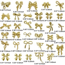 34 Pezzi Metallo Bow Nail Charms Oro 3D Dolce Fiocco Per Unghie Charms Gioielli Varie Forme Fiocco Nails Charm Kawaii Estetico Arco Nail Design Accessori Nail Art